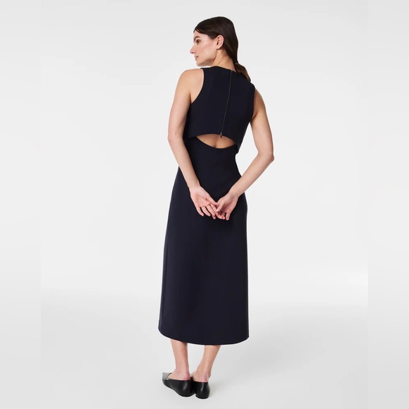 NWT Spanx Ponte Fitted Midi Dress Classic Navy Sz XS - Picture 2 of 9